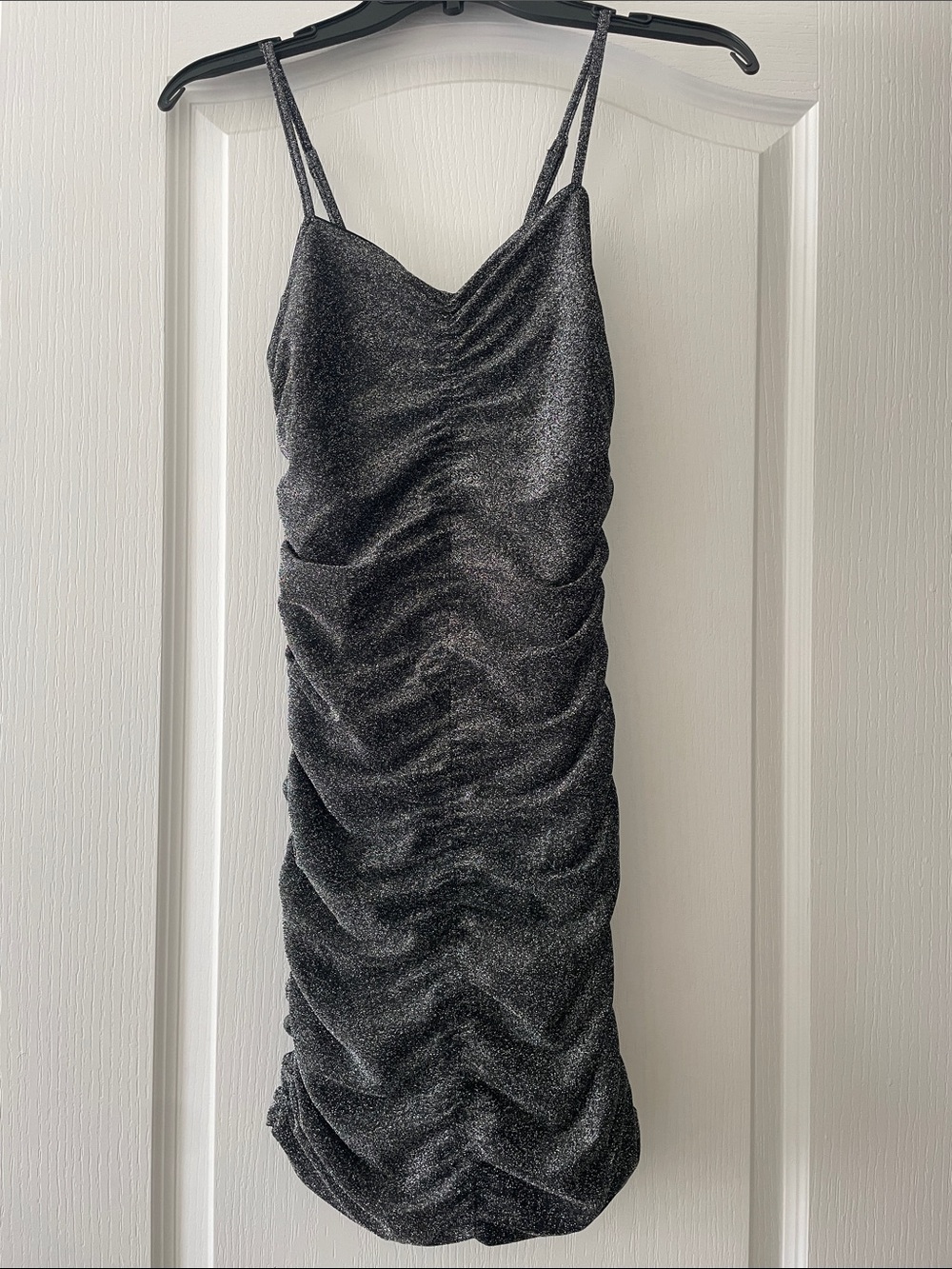 2/$40 NWOT Girls Ruched Metallic Dress - Black Sparkly 12Y Christmas New Years
